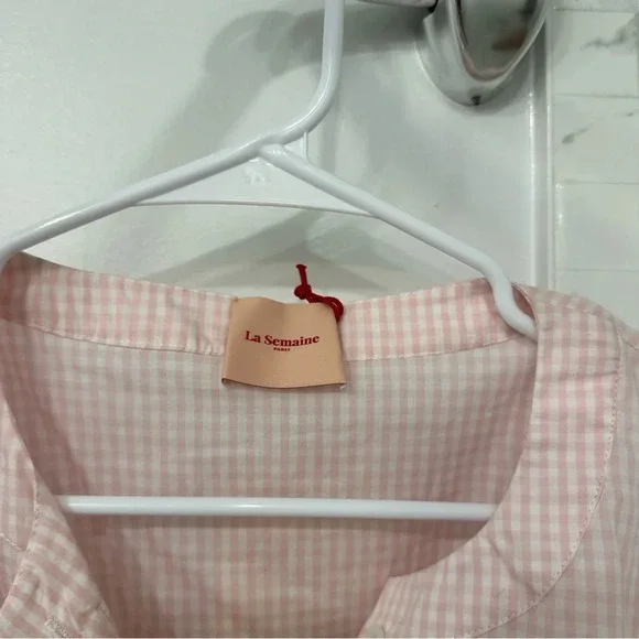 La Semaine Paris Pink Gingham Top Size 36 - Picture 7 of 9